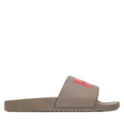 Klapki HUGO. Brązowe klapki męskie Hugo, bez wzorów, bez zapięcia. Za 139.99 zł.