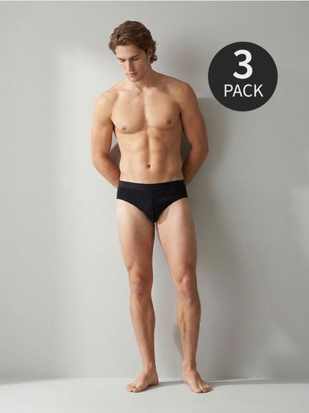 Majtki slipy 3 pack - czarny. Czarne slipki męskie Sinsay, l, bez wzorów. Za 19.99 zł.