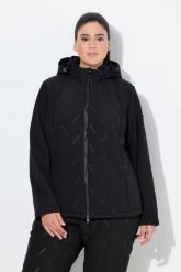 Damskie Kurtka softshellowa pikowana HYPRAR hydrofobowa kaptur. Czarne kurtki sportowe damskie Ulla Popken, plus size, bez wzorów, z materiału, bez ramiączek, z kapturem, trekkingowe. Za 429.99 zł.