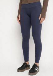 Niebieskie Legginsy z Wysokim Stanem i Szeroką Gumką w Pasie Lalar. Niebieskie legginsy damskie Born2be, bez wzorów, z dzianiny. Za 69.99 zł.