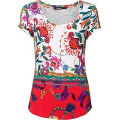 Desigual Koszulka damska z krótkim rękawem TS Leonor Blanco 19SWTKCV 1000 (rozmiar XS). Bluzki damskie Desigual, xs, bez wzorów, bez kołnierzyka, bez ramiączek. W wyprzedaży za 113.00 zł.