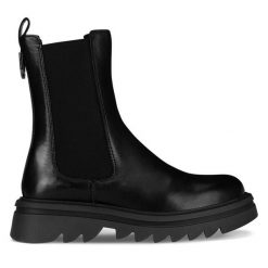 Botki Lasocki. Czarne botki damskie Lasocki, bez wzorów, bez obcasa, na płaskiej podeszwie, bez zapięcia. Za 289.99 zł.