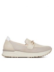 Rieker Półbuty N7455-60 Écru. Półbuty damskie Rieker, bez wzorów, z materiału, bez obcasa, na płaskiej podeszwie, bez zapięcia. Za 239.99 zł.