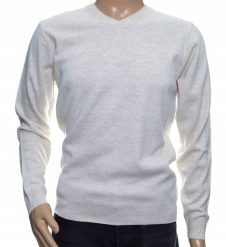 Sweter męski gładki z wełny wełniany w szpic serek niegryzący L ecru 1703. Swetry męskie Selantino, l, bez wzorów, z wełny, bez kołnierzyka, bez ramiączek. Za 151.28 zł.