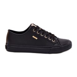 Trampki Damskie Z Eko Skóry Big Star RR274749 Czarne. Czarne trampki i tenisówki damskie bez wzorów, z gumy, bez zapięcia. Za 207.99 zł.