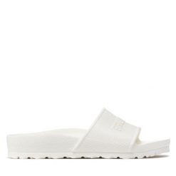 Klapki Birkenstock. Białe klapki damskie Birkenstock, bez wzorów, bez obcasa, bez zapięcia. Za 219.99 zł.