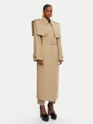 Balmain Trencz DF0TL155CF48 Beżowy Regular Fit. Brązowe płaszcze damskie Balmain, bez wzorów, z bawełny, bez kołnierzyka, bez kaptura. Za 15,899.00 zł.