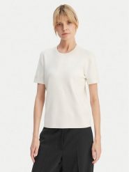 Calvin Klein T-Shirt LV147E303G Écru Regular Fit. T-shirty damskie Calvin Klein, s, bez wzorów, z wiskozy, bez kołnierzyka, bez ramiączek. Za 409.99 zł.