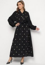 Czarna Wiskozowa Sukienka o Kroju Oversize z Ozdobnym Haftem Naleniel. Czarne sukienki damskie Born2be, na co dzień, l, bez wzorów, z wiskozy, bez kołnierzyka, bez ramiączek, maxi, oversize. Za 129.99 zł.
