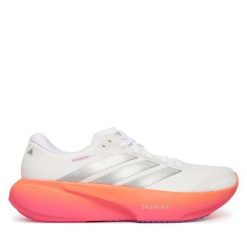 Buty do biegania adidas. Białe obuwie sportowe damskie Adidas, bez wzorów, bez zapięcia, do biegania. Za 649.99 zł.