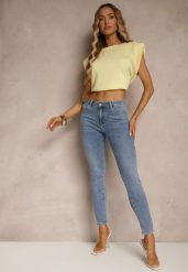 Niebieskie Jeansy Skinny Regular Waist Tolilune. Niebieskie jeansy damskie Renee, bez wzorów, z jeansu, biznesowe. Za 89.99 zł.