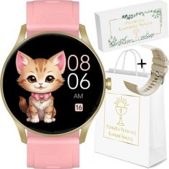 Zegarek SMARTWATCH KOMUNIA - GT2-4 beżowy/różowy. Brązowe zegarki smartwatch Gravity, bez wzorów. Za 298.04 zł.