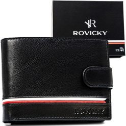 Portfel męski Rovicky R-N992L-CPL czarny. Czarne portfele męskie ROVICKY, bez wzorów, ze skóry. Za 60.00 zł.
