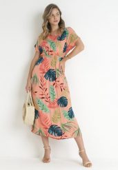 Różowa Sukienka Maxi z Wiskozy w Kwiaty Jannatta. Czerwone sukienki damskie Born2be, l, z aplikacjami, z wiskozy, bez kołnierzyka, bez ramiączek, maxi. Za 44.99 zł.