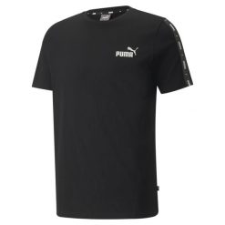 Męska koszulka Essentials+ Tape PUMA Black. Czarne koszulki sportowe męskie Puma, l, bez wzorów, bez ramiączek, na jogę i pilates. Za 144.00 zł.