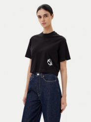 Karl Lagerfeld Jeans T-Shirt A2W17076 Czarny Cropped Fit. Czarne t-shirty damskie Karl Lagerfeld Jeans, xl, bez wzorów, z bawełny, bez kołnierzyka, bez ramiączek. Za 109.99 zł.