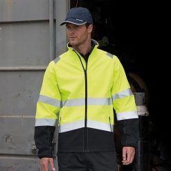 Ochronna Męska Kurtka Softshell Z Nadrukiem. Czarne kurtki męskie RESULT, l, bez wzorów, z materiału, bez kaptura, trekkingowe. Za 196.99 zł.