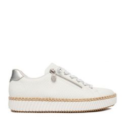 Tenisówki Rieker. Białe trampki i tenisówki damskie Rieker, bez wzorów, bez zapięcia. Za 359.99 zł.