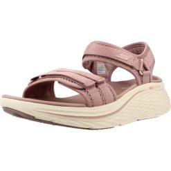 Sandały SKECHERS MAX CUSHIONING ELITE 2.0 Rose. Fioletowe sandały damskie Skechers, bez wzorów, z materiału, bez obcasa, bez zapięcia. Za 248.99 zł.
