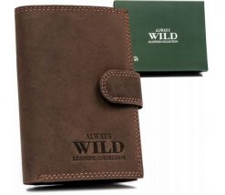 Portfel męski Always Wild N310L-MWH brązowy. Brązowe portfele męskie Always Wild, bez wzorów, ze skóry. Za 47.99 zł.