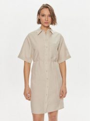 Calvin Klein Sukienka koszulowa K20K206697 Beżowy Relaxed Fit. Brązowe sukienki damskie Calvin Klein, bez wzorów, z lyocellu, bez kołnierzyka, bez ramiączek, koszulowe. Za 479.99 zł.