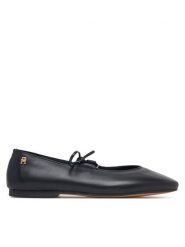 Tommy Hilfiger Baleriny Lace-Up Leather Ballerina FW0FW09542 Czarny. Czarne balerinki damskie Tommy Hilfiger, bez wzorów, ze skóry, bez obcasa, bez zapięcia. Za 529.99 zł.
