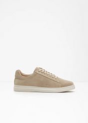 Sneakersy ze skóry welurowej. Brązowe buty sportowe męskie bonprix, bez wzorów, ze skóry, bez zapięcia. Za 209.99 zł.