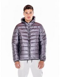 Męska kurtka z kapturem do pracy i wypoczynku. Szare kurtki męskie LEONE 1947 APPAREL, l, bez wzorów, z materiału, biznesowe, z kapturem. Za 249.99 zł.