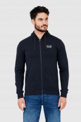 EA7 Granatowa bluza męska z kapturem. Niebieskie bluzy męskie EA7 Emporio Armani, m, bez wzorów, z kapturem. W wyprzedaży za 359.99 zł.