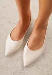 Jasnobeżowe Balerinki ze Szpiczastymi Noskami w Eleganckim Stylu Lagenaria. Brązowe balerinki damskie Renee, bez wzorów, z jeansu, eleganckie, ze szpiczastym noskiem, bez obcasa, bez zapięcia. Za 59.99 zł.