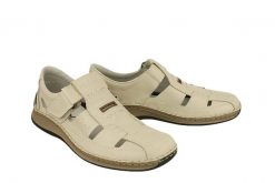 RIEKER 05284-60 beige, półbuty letnie męskie. Brązowe półbuty męskie Rieker, na lato, bez wzorów, ze skóry, bez obcasa, bez zapięcia. Za 379.90 zł.