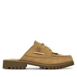 Klapki Timberland. Brązowe klapki damskie Timberland, bez wzorów, bez obcasa, bez zapięcia. Za 769.99 zł.
