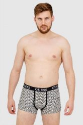 GUESS Bokserki męskie z logo 3 pack. Białe bokserki męskie Guess, z aplikacjami, z bawełny. W wyprzedaży za 129.99 zł.