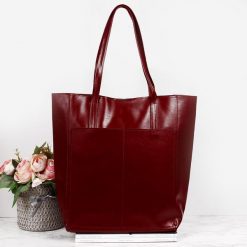 Skórzana torebka damska shopper bag DAN-A T376 bordowa. Czerwone shopperki damskie DAN-A, bez wzorów, ze skóry, bez dodatków. Za 399.99 zł.