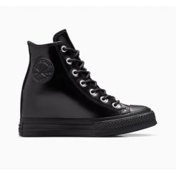 Damskie skórzane buty sportowe Converse Chuck Taylor All Star Platform. Czarne obuwie sportowe damskie Converse, bez wzorów, bez zapięcia. Za 459.50 zł.