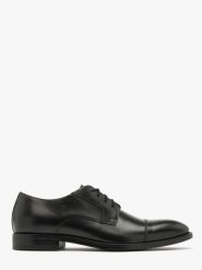 Czarne półbuty wizytowe męskie DIGBY. Czarne buty wizytowe męskie Ryłko, bez wzorów, ze skóry, bez obcasa, bez zapięcia. Za 379.99 zł.