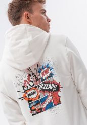 Ombre Bluza męska hoodie z nadrukiem na plecach - V3 ecru B1357 XL. Bluzy męskie Ombre, m, bez wzorów, bez ramiączek, bez kaptura. Za 69.99 zł.