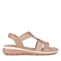 Sandały Go Soft. Brązowe sandały damskie GO SOFT, bez wzorów, bez obcasa, na płaskiej podeszwie, bez zapięcia. Za 159.99 zł.
