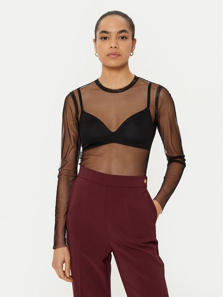 MAX&Co. Bluzka 2516941011200 Czarny Regular Fit. Czarne bluzki damskie MAX&Co., l, bez wzorów, z syntetyku, bez kołnierzyka, bez ramiączek. Za 329.99 zł.