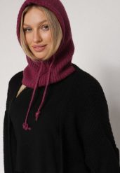 Ciemnofioletowa Czapka Kominiarka z Wełną o Kroju Kaptura z Kominem Linezra. Fioletowe czapki damskie Born2be, bez wzorów, z dzianiny, eleganckie. Za 74.99 zł.