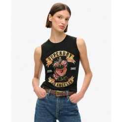 Kamizelka z kryształkami do tatuażu. Czarne bielizna sportowa damska Superdry, bez wzorów. Za 245.55 zł.