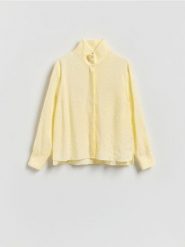 Koszula z modalem - jasnożółty. Żółte koszule damskie Reserved, l, bez wzorów, z tkaniny, bez kołnierzyka, bez ramiączek. Za 129.99 zł.