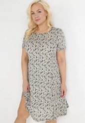 Biało-Czarna Trapezowa Sukienka Mini w Kwiatowy Wzór Aganis. Białe sukienki damskie Born2be, l, z aplikacjami, z materiału, bez kołnierzyka, bez ramiączek, mini, rozkloszowane. Za 54.99 zł.
