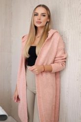 Sweter Kardigan z kapturem ciemny pudrowy róż. Czerwone kardigany damskie KESI, l, bez wzorów, z lycry, biznesowe, bez kołnierzyka, plus size. Za 218.51 zł.