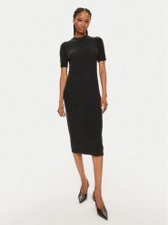 Calvin Klein Sukienka dzianinowa K20K207221 Czarny Slim Fit. Czarne sukienki damskie Calvin Klein, xs, bez wzorów, z dzianiny, bez kołnierzyka, bez ramiączek. Za 439.99 zł.