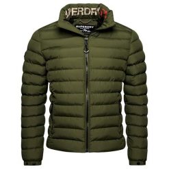 Kurtka puchowa Superdry Fuji. Zielone kurtki męskie Superdry, m, bez wzorów, z puchu, eleganckie, bez kaptura. Za 518.40 zł.