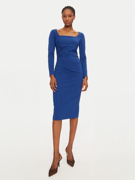 Rinascimento Sukienka koktajlowa 1000769355846 Niebieski Regular Fit. Niebieskie sukienki damskie Rinascimento, l, bez wzorów, z syntetyku, wizytowe, bez kołnierzyka, bez ramiączek. Za 279.99 zł.