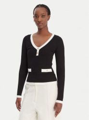 Guess Sweter W6RR26 Z3HP2 Czarny Classic Fit. Czarne swetry nierozpinane damskie Guess, xxl, z aplikacjami, z syntetyku, bez kołnierzyka, bez ramiączek. Za 395.00 zł.