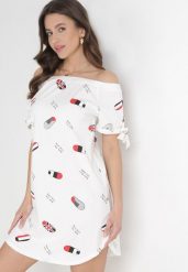 Biała Pudełkowa Sukienka Hiszpanka Bawełniana Agaslia. Białe sukienki damskie Born2be, na co dzień, m, bez wzorów, z bawełny, bez kołnierzyka, bez ramiączek, mini. Za 14.99 zł.