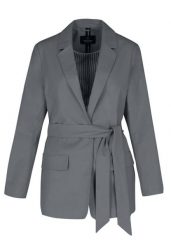 Marynarka z bawełną JB-RUNTA. Szare marynarki i żakiety damskie Volcano, bez wzorów, z bawełny, eleganckie, bez kołnierzyka, bez ramiączek. Za 249.99 zł.